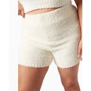 Skims Cozy Knit Shorts Womens Sherpa Pull On Casual Ivory White 2X/3X NWT